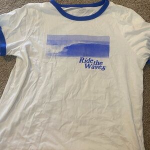 Women’s large white “Ride the Wives” tee from Old Navy.